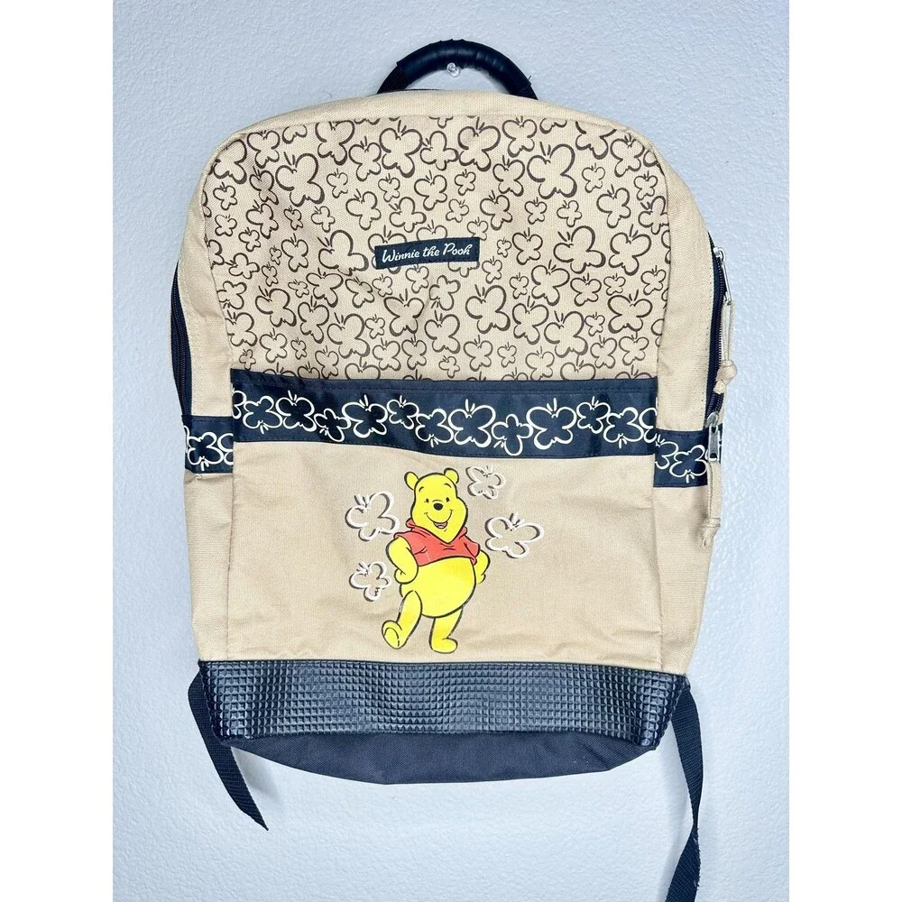 Winnie The Pooh Beige Backpack Soft Case Adjustable Straps Girls Daypack School